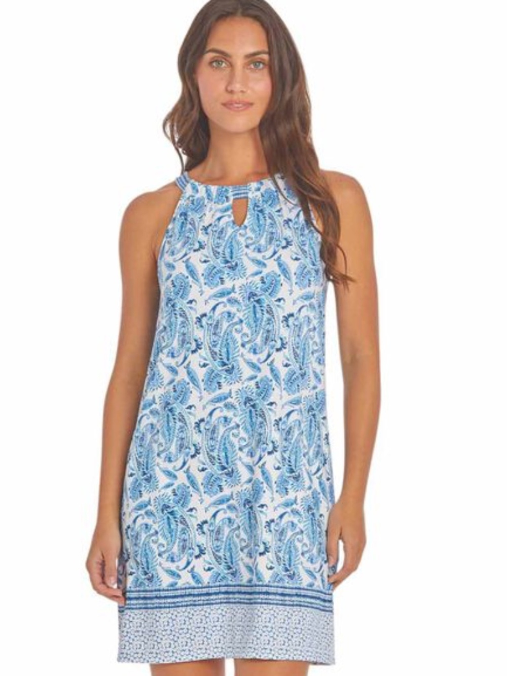 *CABANA LIFE* Blue Paisley Halter Tank Top Sz L Like new*